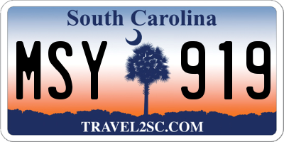 SC license plate MSY919