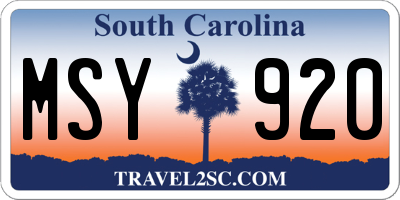 SC license plate MSY920