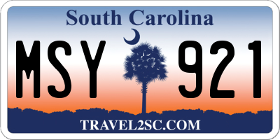 SC license plate MSY921
