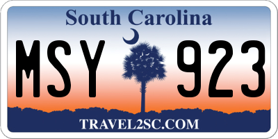 SC license plate MSY923