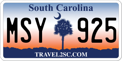 SC license plate MSY925