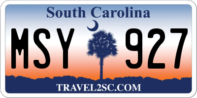 SC license plate MSY927
