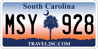 SC license plate MSY928