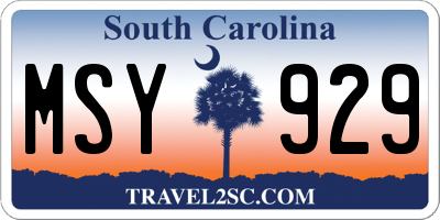 SC license plate MSY929
