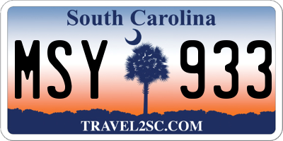 SC license plate MSY933