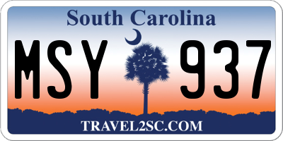 SC license plate MSY937