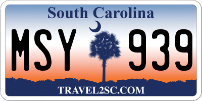 SC license plate MSY939