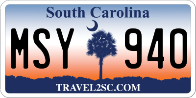 SC license plate MSY940