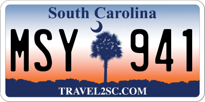 SC license plate MSY941