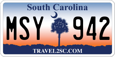 SC license plate MSY942