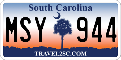 SC license plate MSY944