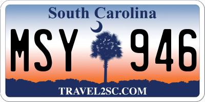 SC license plate MSY946