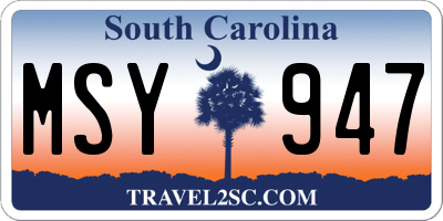 SC license plate MSY947