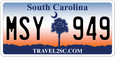 SC license plate MSY949