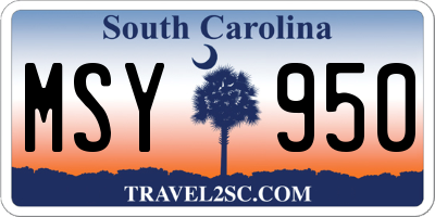 SC license plate MSY950