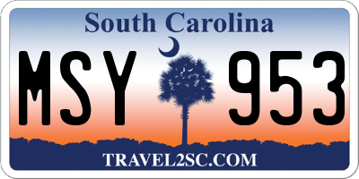 SC license plate MSY953