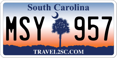 SC license plate MSY957