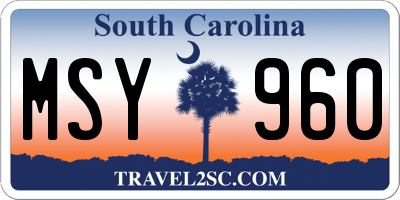 SC license plate MSY960