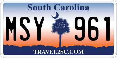 SC license plate MSY961