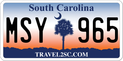 SC license plate MSY965