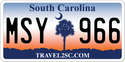 SC license plate MSY966