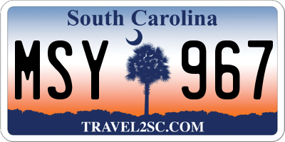 SC license plate MSY967