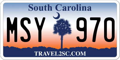 SC license plate MSY970