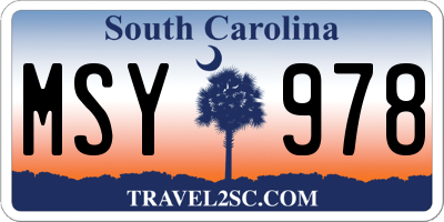 SC license plate MSY978