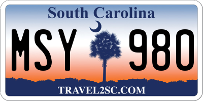 SC license plate MSY980