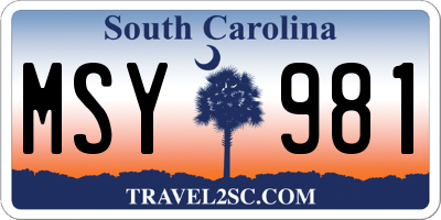 SC license plate MSY981