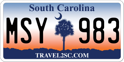 SC license plate MSY983