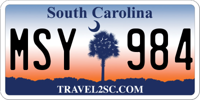 SC license plate MSY984