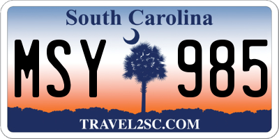 SC license plate MSY985