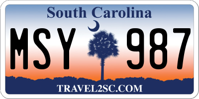 SC license plate MSY987
