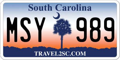 SC license plate MSY989