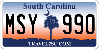 SC license plate MSY990
