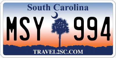 SC license plate MSY994
