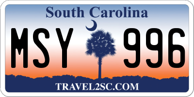 SC license plate MSY996