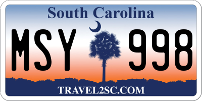 SC license plate MSY998