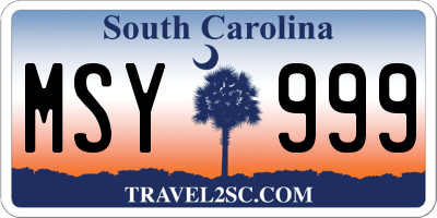 SC license plate MSY999