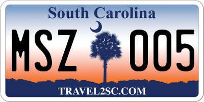 SC license plate MSZ005