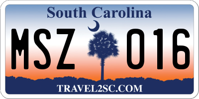 SC license plate MSZ016
