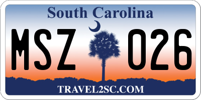 SC license plate MSZ026