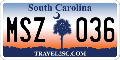 SC license plate MSZ036