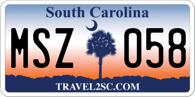 SC license plate MSZ058