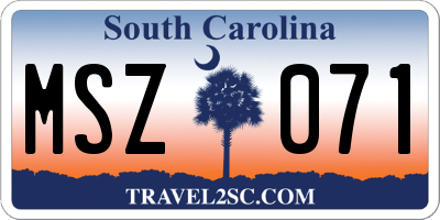 SC license plate MSZ071