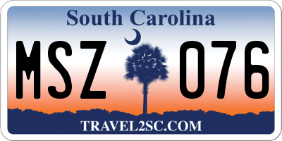 SC license plate MSZ076
