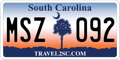 SC license plate MSZ092
