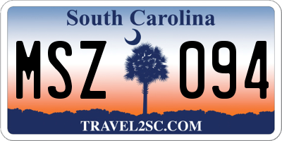 SC license plate MSZ094