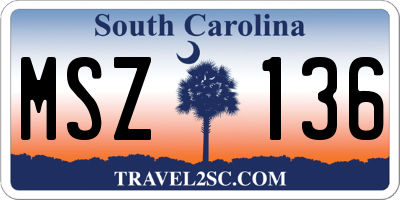 SC license plate MSZ136